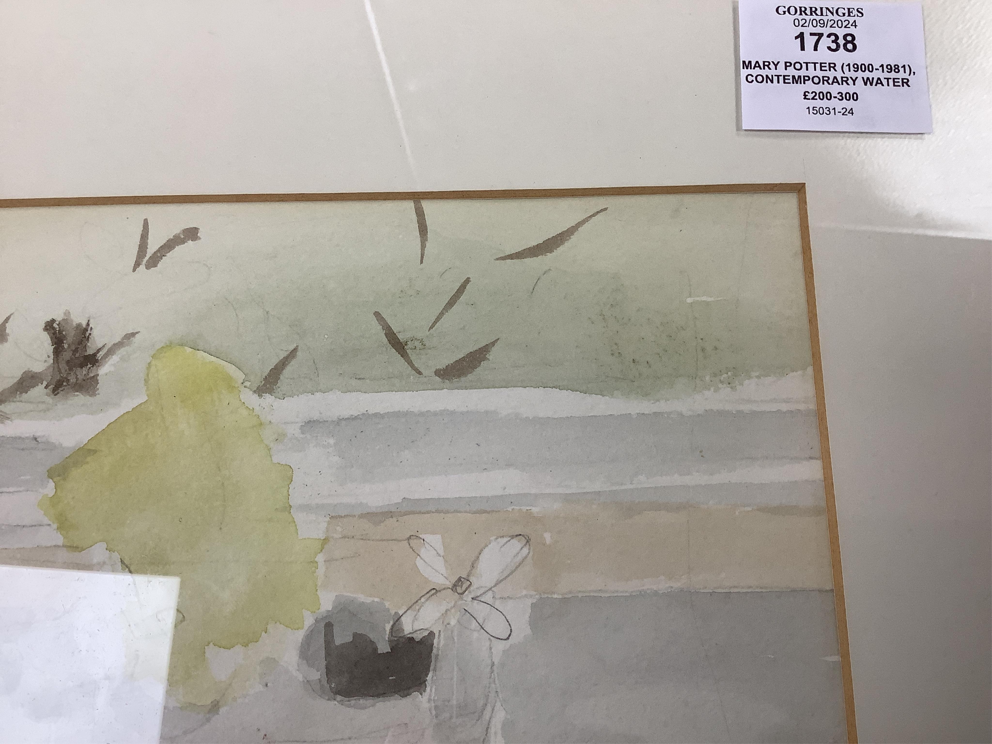 Mary Potter (1900-1981), Contemporary watercolour, ‘Sink’, unsigned, The New Arts Centre label verso, 25 x 22cm. Condition - good